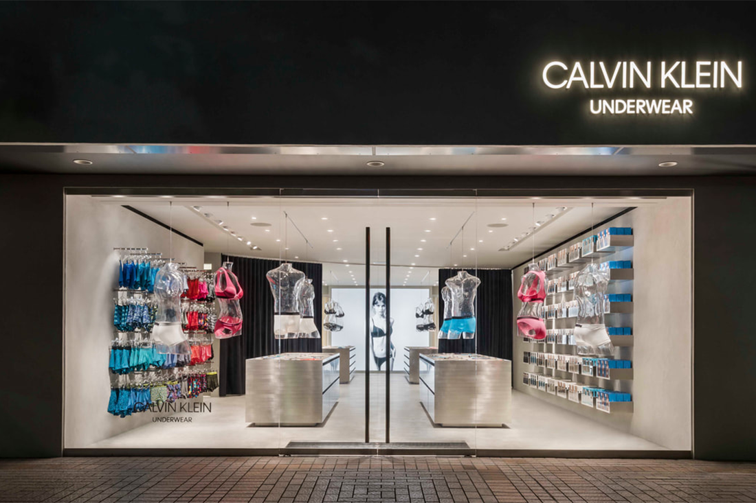 Calvin Klein underwear store front in Japan modern commercial architecture